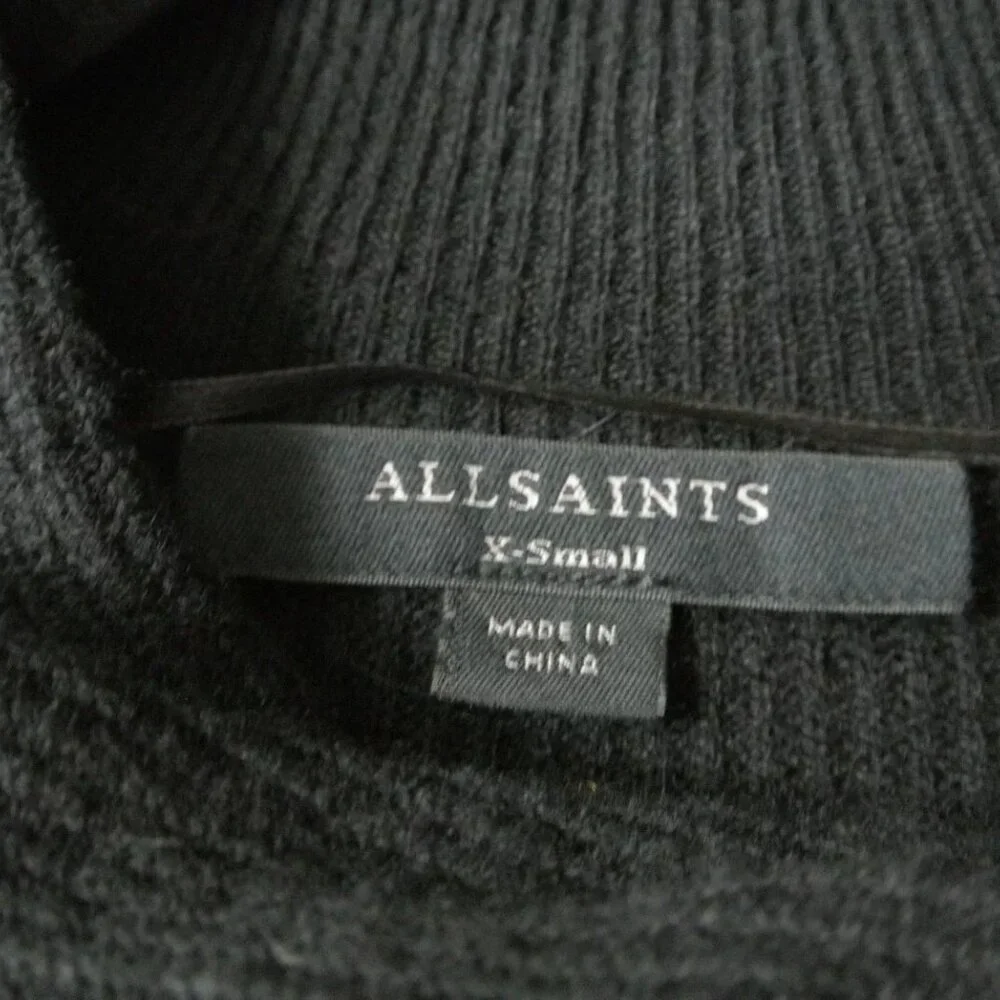 NEW AllSaints Ridley Funnel Neck Wool & Cashmere Sweater in Black size XS#2658 - Picture 6 of 7